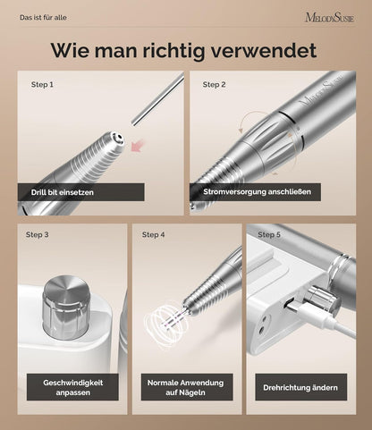 MelodySusie SC300F Professioneller Aufsteckbarer Nagelfräser,30000 U/min, mit LCD-Display,