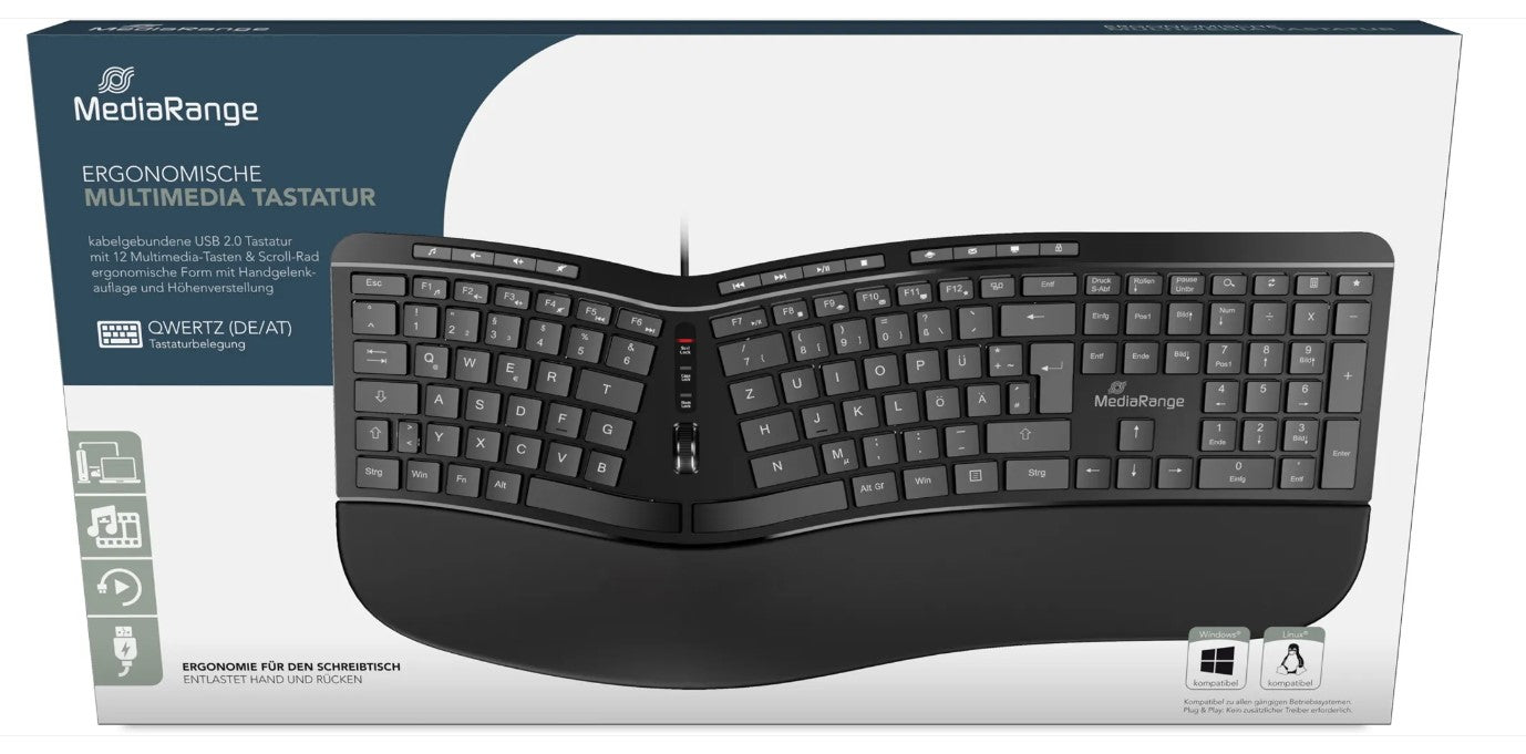 Écran tactile ergonomique de la gamme Media MROS120 avec câble QWERTZ