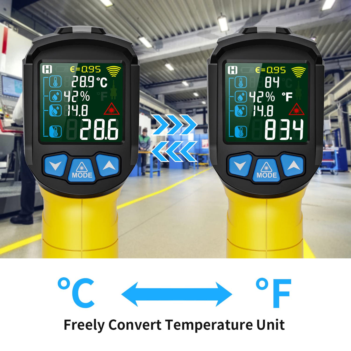 MESTEK Infrarot Thermometer Laser  mit K-Sonde IR Pyrometer -50°C bis 800°C