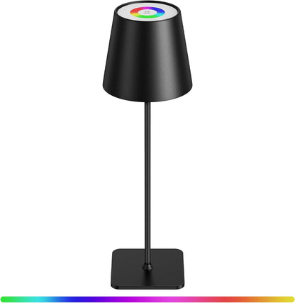 Mexllex LED Dimmbar Tischlampe Kabellos, 8 Farben RGB Touch IP54 Wasserdicht Wiederaufladbare für Draussen Schlafzimmer, Lesen, Arbeiten, Bars, Restaurants