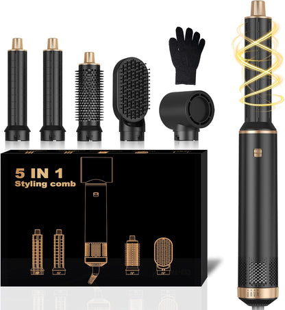 5 in 1 Hairstyler Rundbürstenföhn Haartrockner,1000w Airstyler Lockenstab mit Luft, 3 Temp.