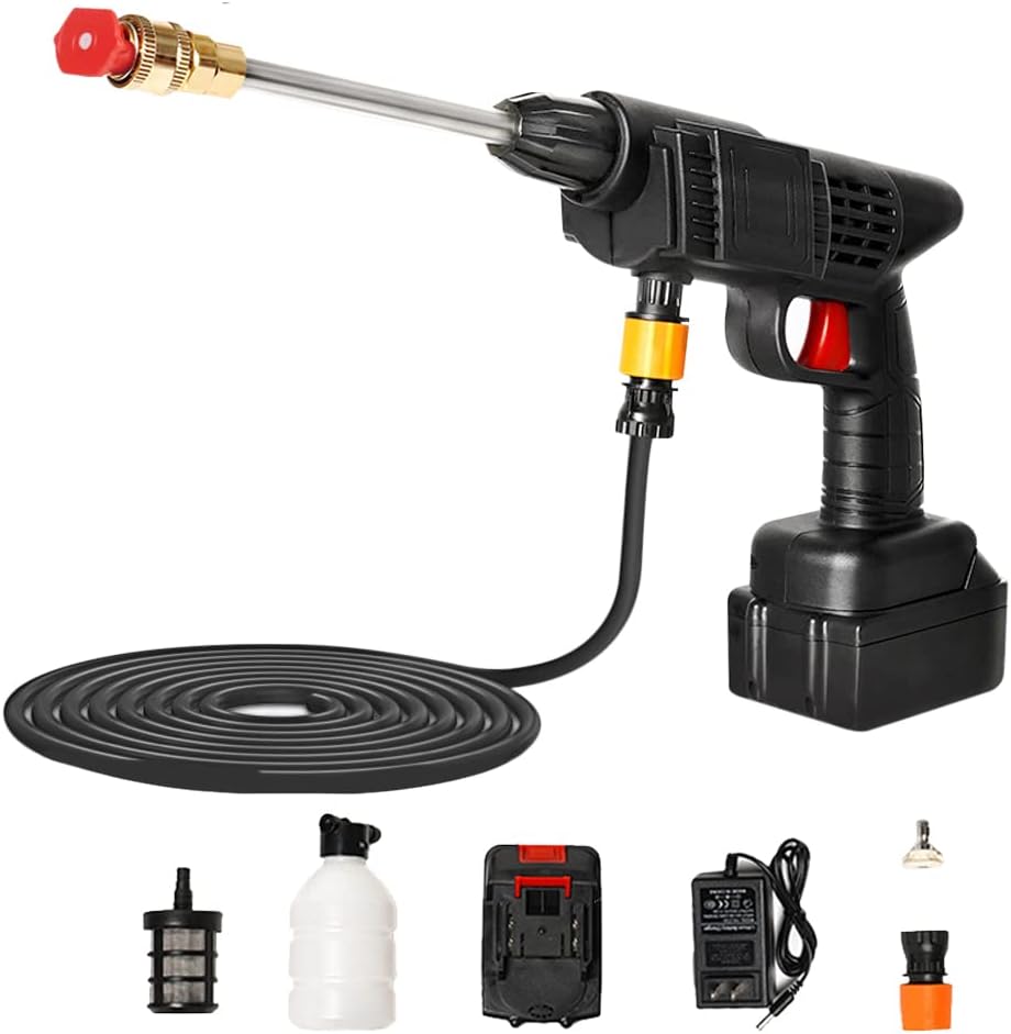 Nettoyeur haute pression 24V Câble de décharge Nettoyeur haute pression Pistolet à eau 30bar 300W avec 2 batteries