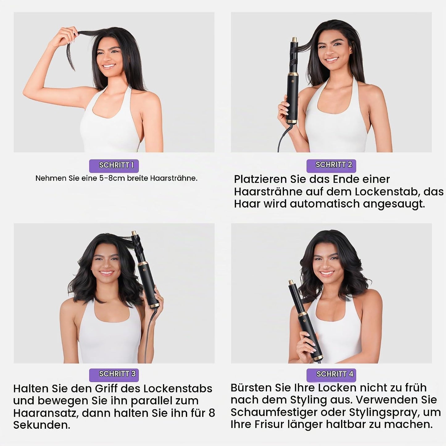 5 in 1 Hairstyler Rundbürstenföhn Haartrockner,1000w Airstyler Lockenstab mit Luft, 3 Temp.
