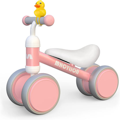 MHCYLION Kinder Laufrad mit 4 Räder für 10-24 Monate Baby, Rosa