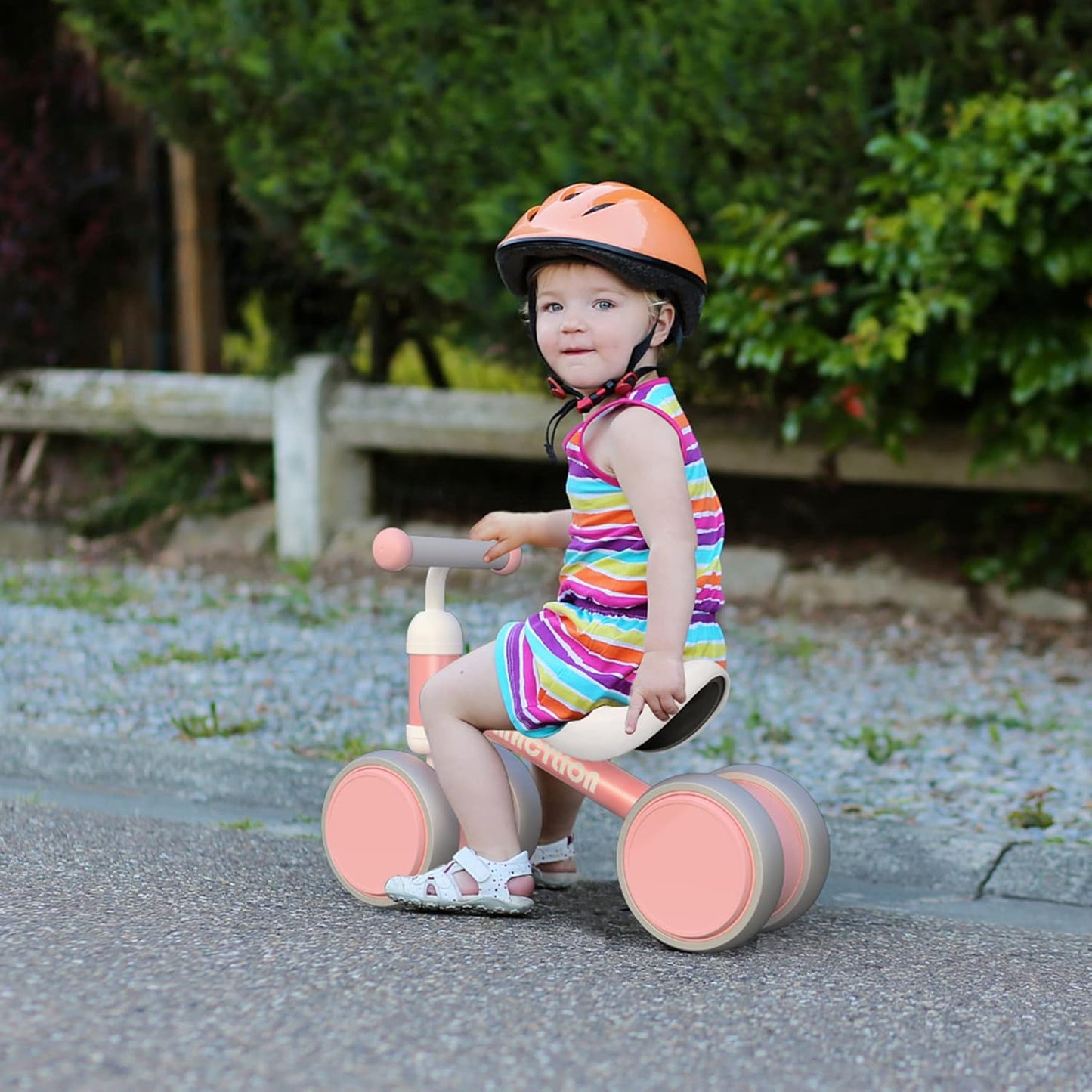 MHCYLION Kinder Laufrad mit 4 Räder für 10-24 Monate Baby, Rosa