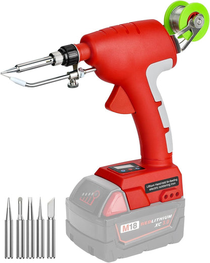 Schnurloses Lötkolbenset für Milwaukee  18v LXT Akku,75W LED Lötpistole mit 5 Stück Spitzen