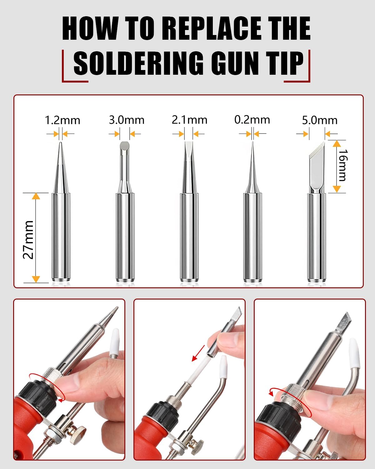 Schnurloses Lötkolbenset für Milwaukee  18v LXT Akku,75W LED Lötpistole mit 5 Stück Spitzen