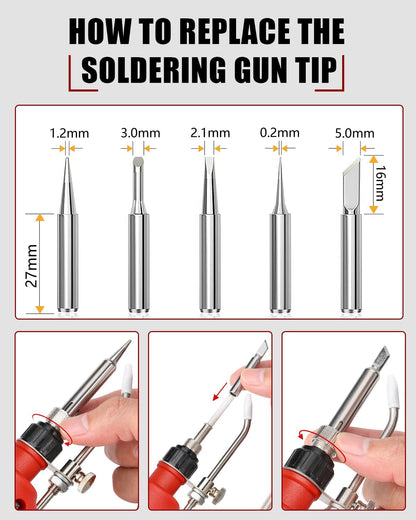 Schnurloses Lötkolbenset für Milwaukee  18v LXT Akku,75W LED Lötpistole mit 5 Stück Spitzen