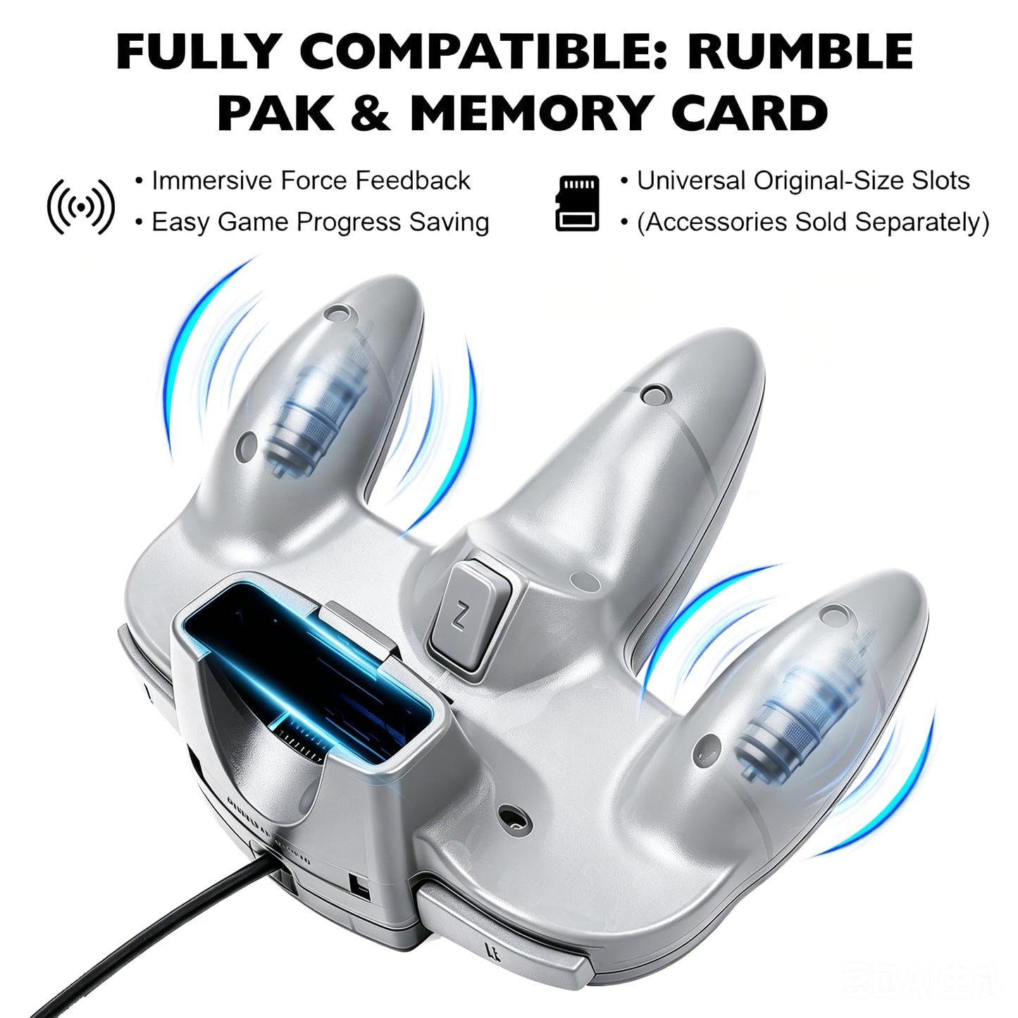Miadore Classic Wired N64 Controller, Retro N64 Remote Joystick Grau (2er-Pack)
