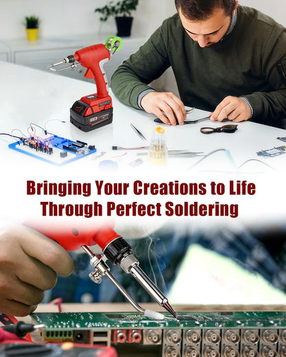 Schnurloses Lötkolbenset für Milwaukee  18v LXT Akku,75W LED Lötpistole mit 5 Stück Spitzen