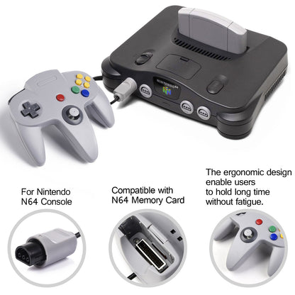 Miadore Classic Wired N64 Controller, Retro N64 Remote Joystick Grau (2er-Pack)