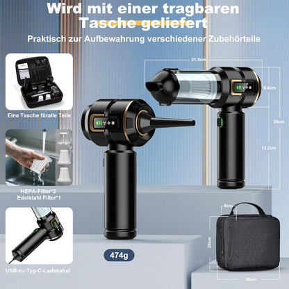 Micisty Handstaubsauger Akku 4-in-1 mit LCD Display, Auto Staubsauger Stark 28000PA