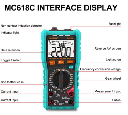 Multimètre Mileseey Mc618c, voltmètre AC/DC 10 000 points