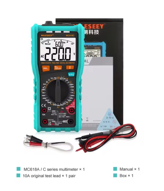 Multimètre Mileseey Mc618c, voltmètre AC/DC 10 000 points