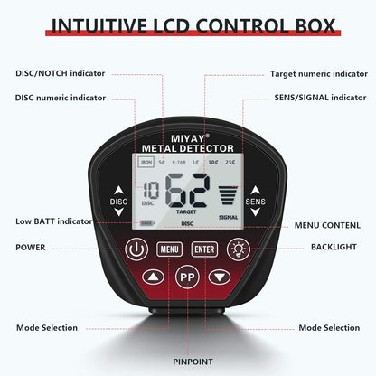 Professioneller Metalldetektor für Erwachsene, Gold-Metalldetektoren, leicht, mit LCD-Display, Pinpoint & Disc & Notch & All Metal 5 Modi, Metalldetektor-Set, Batterie im Lieferumfang enthalten