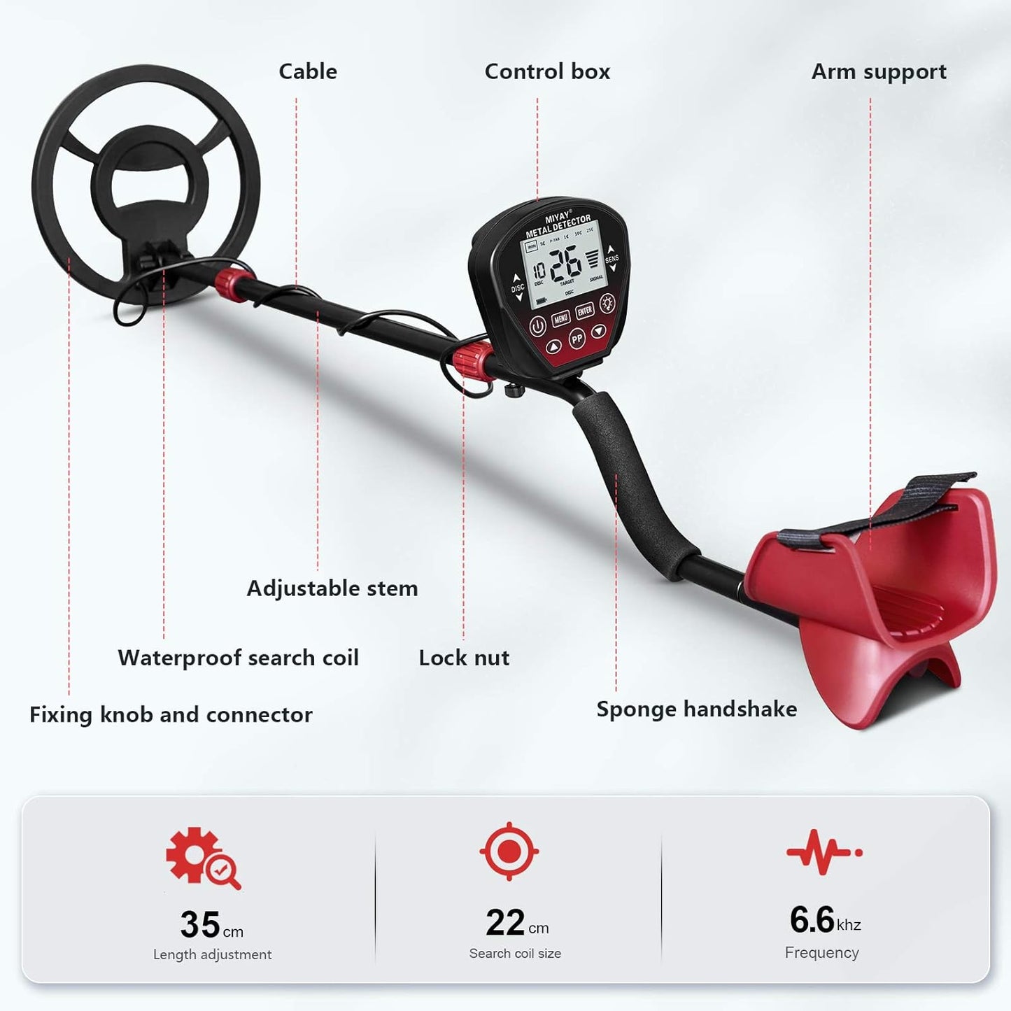 Professioneller Metalldetektor für Erwachsene, Gold-Metalldetektoren, leicht, mit LCD-Display, Pinpoint & Disc & Notch & All Metal 5 Modi, Metalldetektor-Set, Batterie im Lieferumfang enthalten