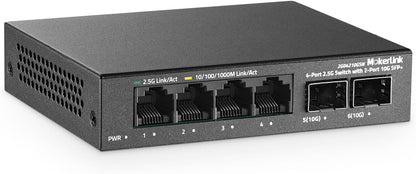 MokerLink 4 Port 2.5G Ethernet Switch mit 2x10G SFP+ Slot, 4x2.5G RJ45 Ports