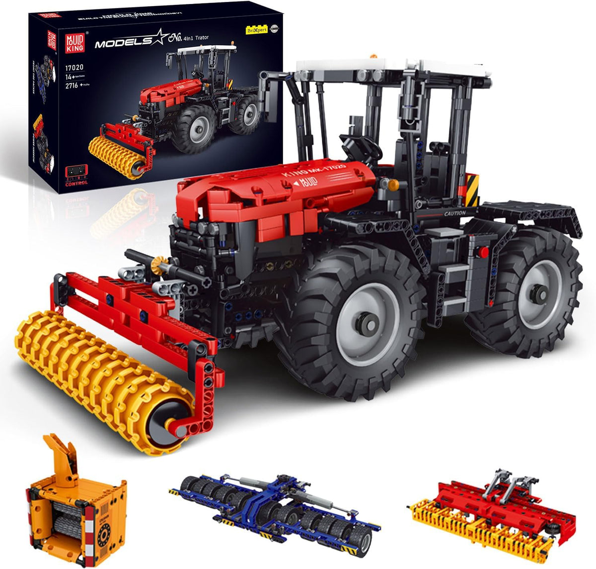 Mould King 17020 Technik 4 in 1 Ferngesteuerter Traktor Klemmbausteine Mähdrescher