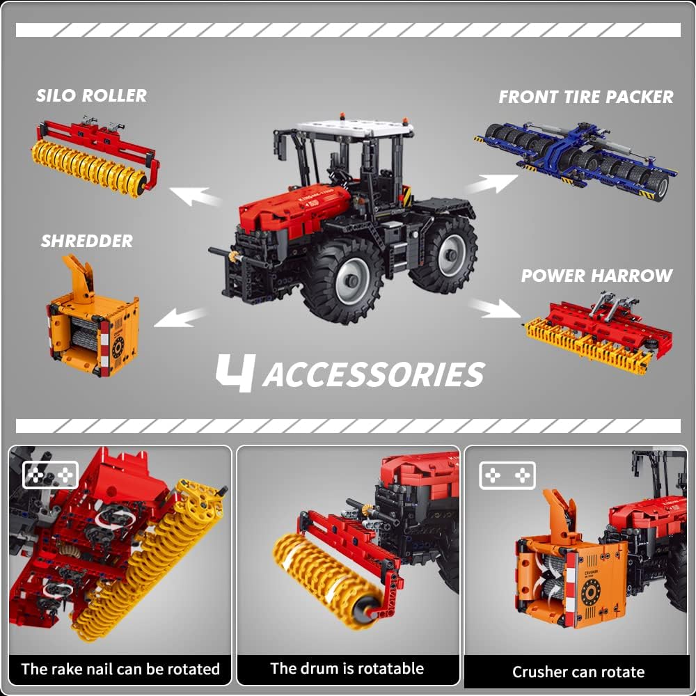 Mould King 17020 Technik 4 in 1 Ferngesteuerter Traktor Klemmbausteine Mähdrescher