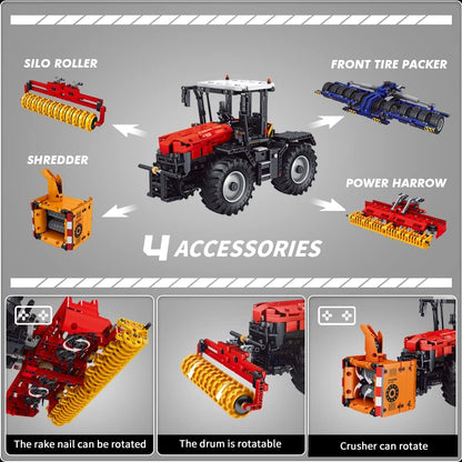 Mould King 17020 Technik 4 in 1 Ferngesteuerter Traktor Klemmbausteine Mähdrescher