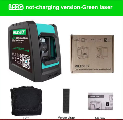 Mileseey L 52G/R 2-Line-Kreuzlaser-Wasserwaage mit Magnet, fixateurbar, wiederaufladbar, instruments d'étalonnage auto-nivelants pour la décoration de la maison