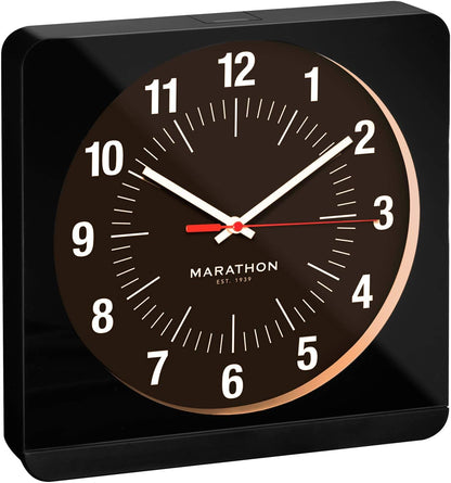 Marathon Jumbo Silent Sweep Studio Wanduhr | 30 cm Quadratische Nicht tickende analoge Wanduhr | Leicht ablesbar | Automatische Hintergrundbeleuchtung | Ideal für Studios & Büros