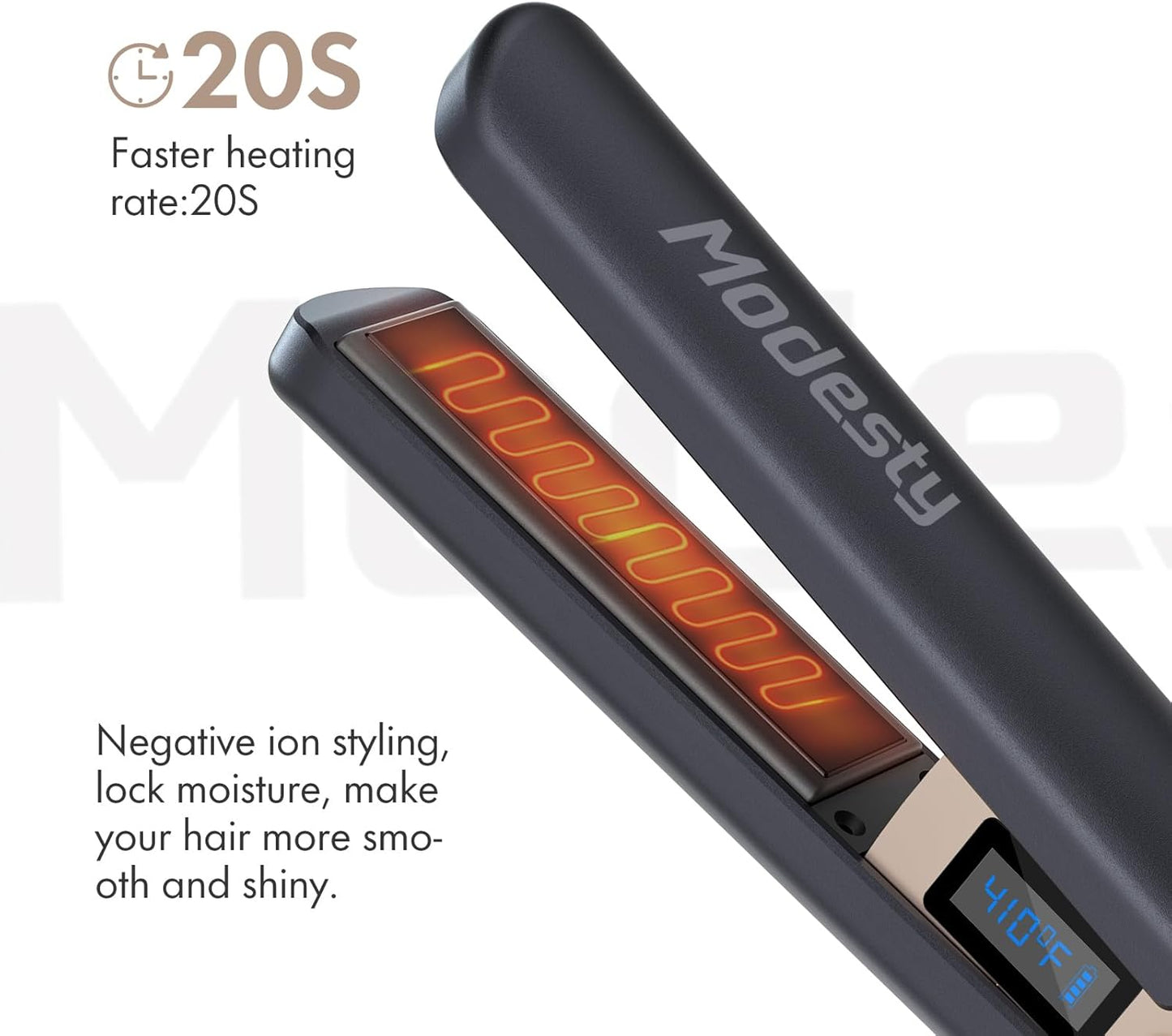 MODESTY 2-in-1 Kabelloser Haarglätter und Lockenwickler mit 9600 mAh großem Akku, Verbrühschutz, 6-stufige