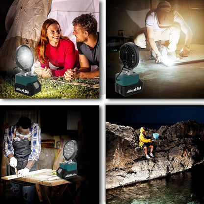 Kabelloses für Makita 18V Akku Strahler Arbeitsleuchte von Makita,LED-Arbeitsleuchte, Breitstrahl-Flutlicht mit verbessertem Niederspannungsschutz