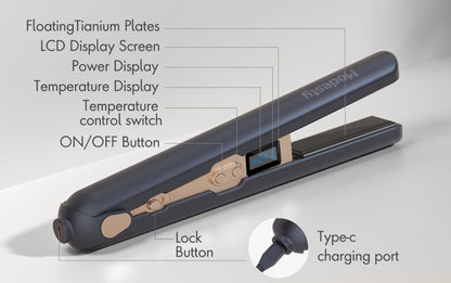 MODESTY 2-in-1 Kabelloser Haarglätter und Lockenwickler mit 9600 mAh großem Akku, Verbrühschutz, 6-stufige