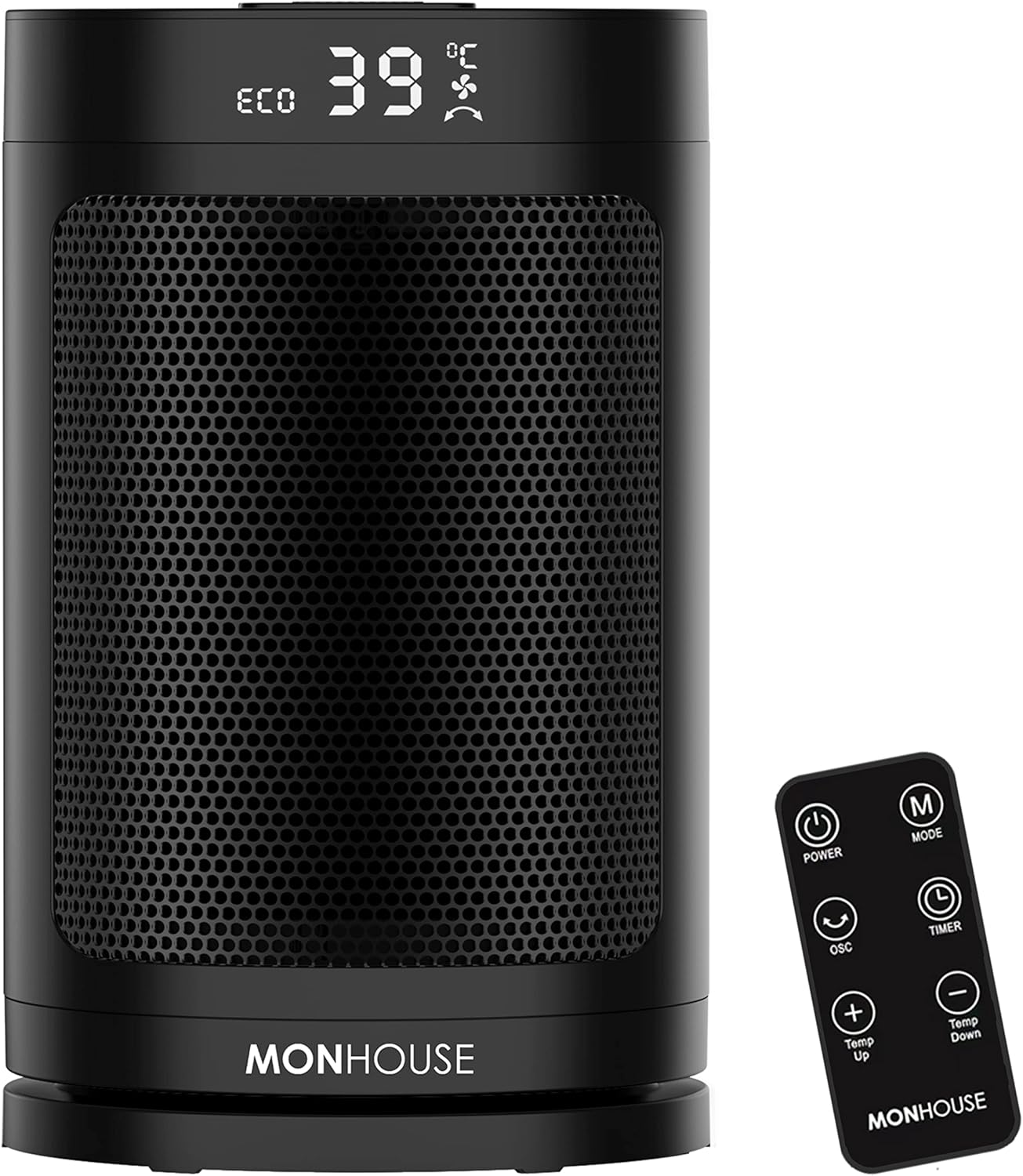 MONHOUSE Elektroheizlüfter 1500W, PTC-Keramik-Heizung,Fernbedienung,Timer