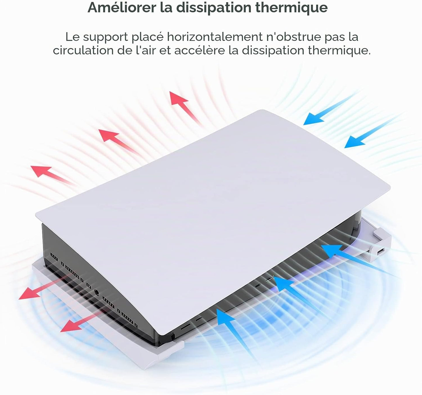 MENEEA Horizontalständer für die PS5-Konsole mit 4-Port-USB-Hub weiß