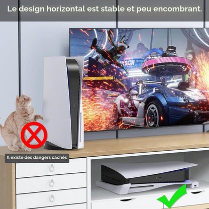 MENEEA Horizontalständer für die PS5-Konsole mit 4-Port-USB-Hub weiß