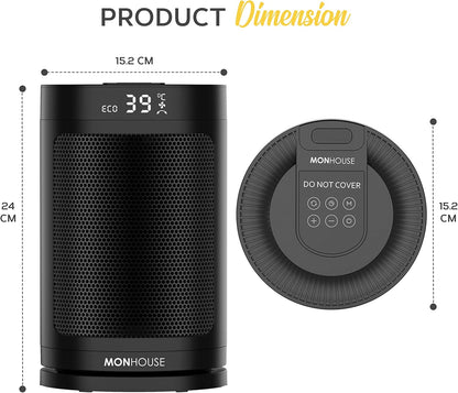 MONHOUSE Elektroheizlüfter 1500W, PTC-Keramik-Heizung,Fernbedienung,Timer