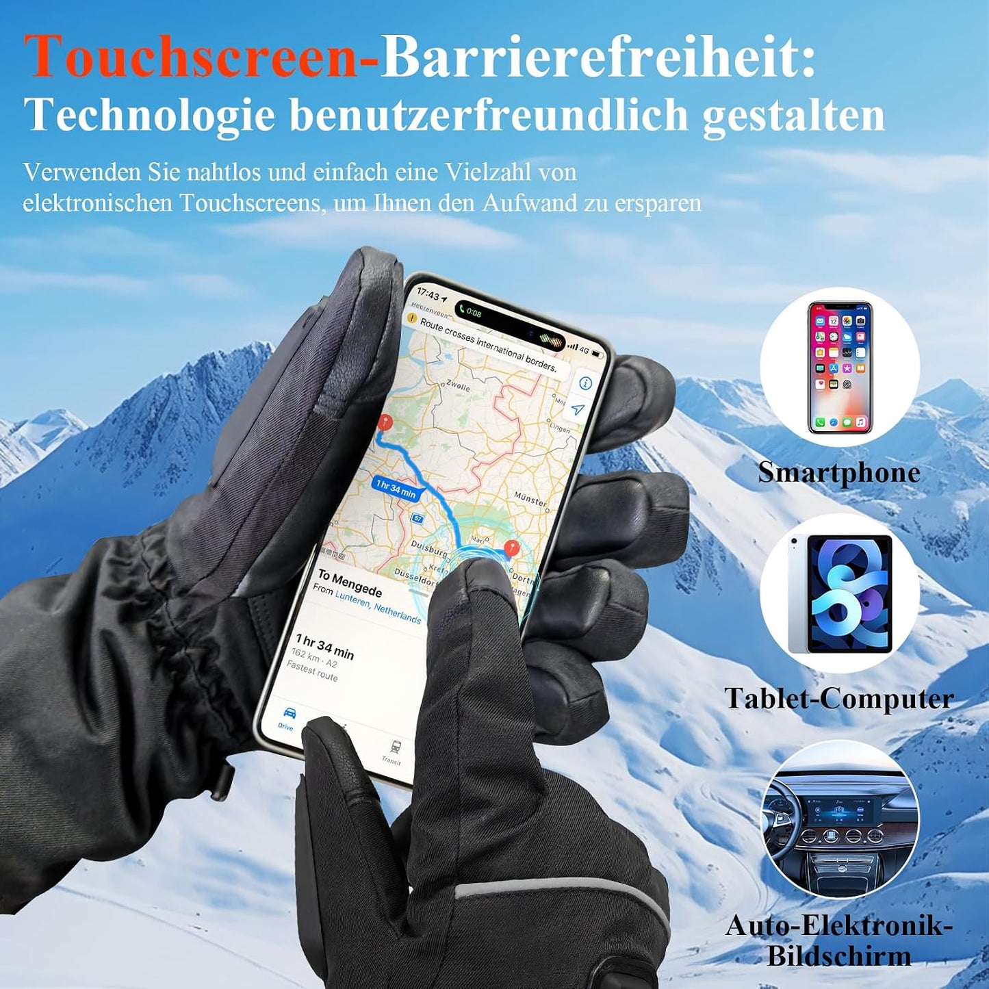Minthouz Beheizbare Handschuhe, 5V 5000 mAh USB-C Wiederaufladbare