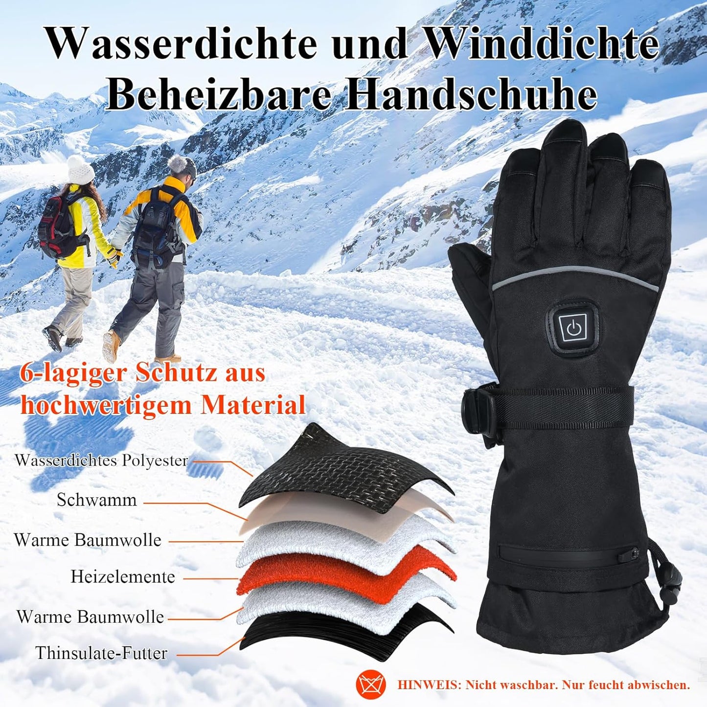 Minthouz Beheizbare Handschuhe, 5V 5000 mAh USB-C Wiederaufladbare