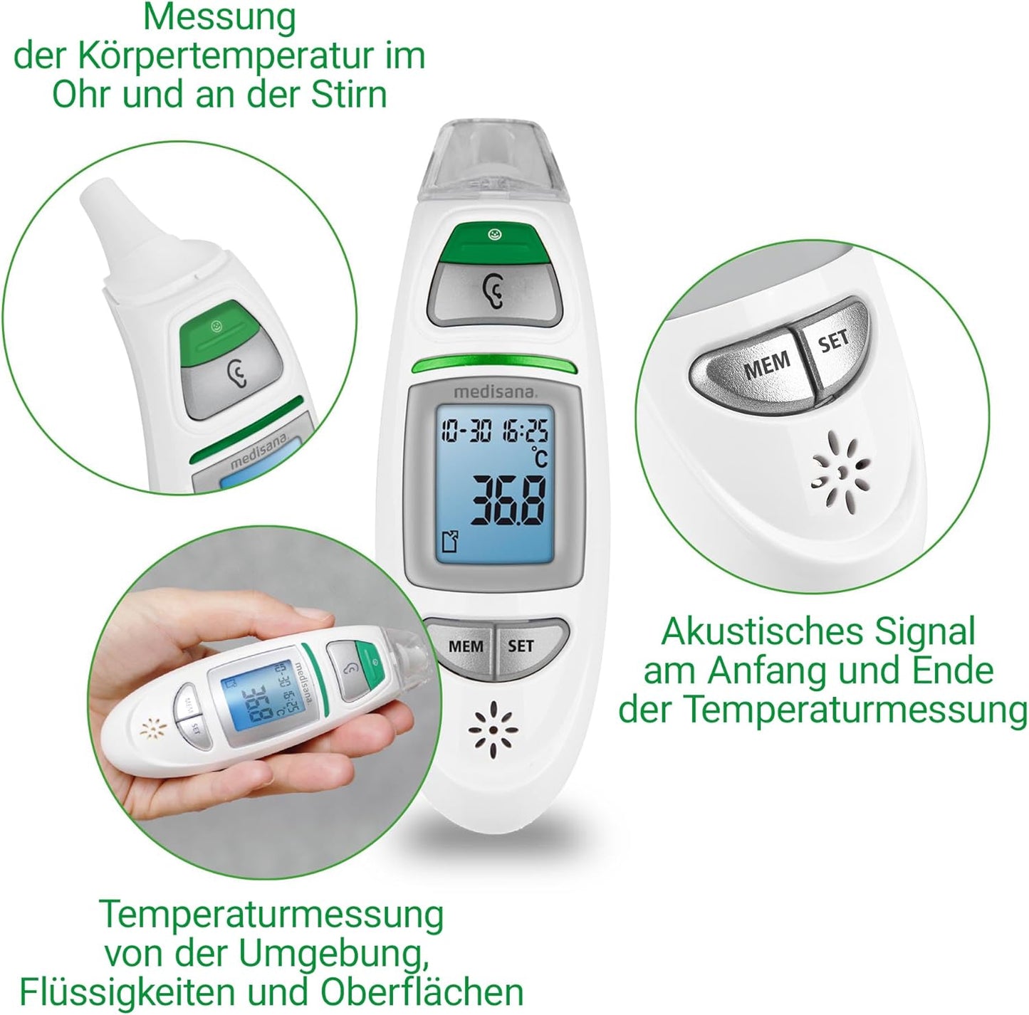 Medisana TM 750 Digitals Fieberthermometer Ohrthermometer Stirnthermometer 6in1