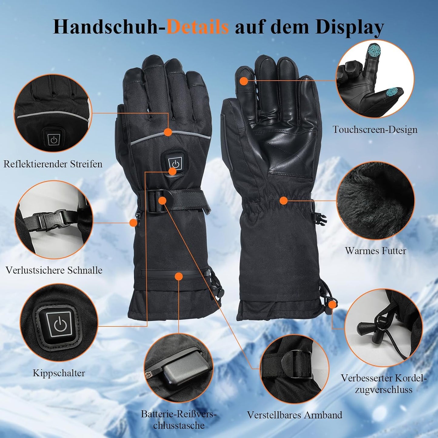 Minthouz Beheizbare Handschuhe, 5V 5000 mAh USB-C Wiederaufladbare