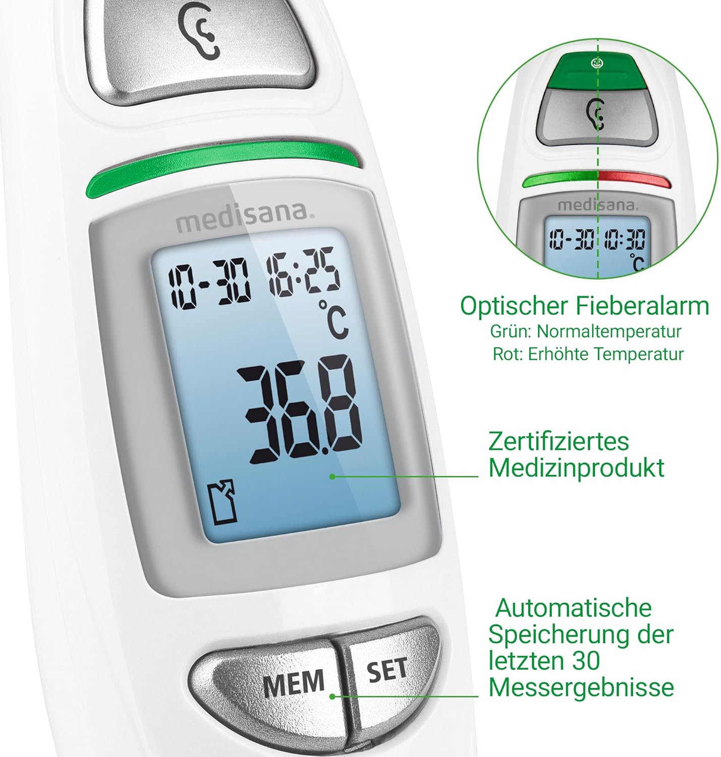 Medisana TM 750 Digitals Fieberthermometer Ohrthermometer Stirnthermometer 6in1