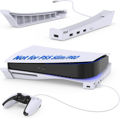 MENEEA Horizontalständer für die PS5-Konsole mit 4-Port-USB-Hub weiß