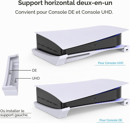 MENEEA Horizontalständer für die PS5-Konsole mit 4-Port-USB-Hub weiß