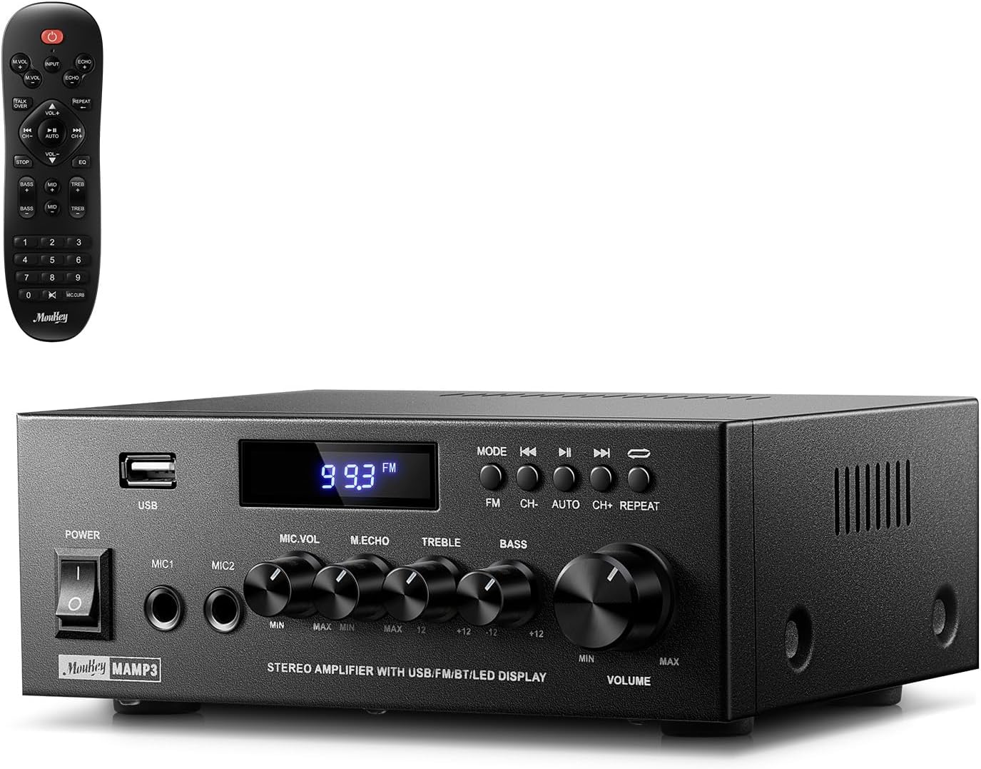 Moukey Verstärker Home Audio, 2.0-Kanal-Stereo-Receiver mit Bluetooth 5.3,MAMP3