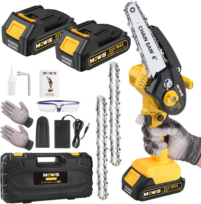 MOWIS Mini chargeurs avec batterie, câbles de 6 pouces, chargeurs manuels avec 2,0 Ah, 2 batteries pour le bricolage des outils de bricolage, des chargeurs et des sacs de transport