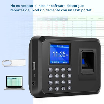 Mokhike Zeiterfassungsgerät mit Fingerabdruck, Mitarbeiterregister mit spanischem LCD-System mit 8 GB Speicher
