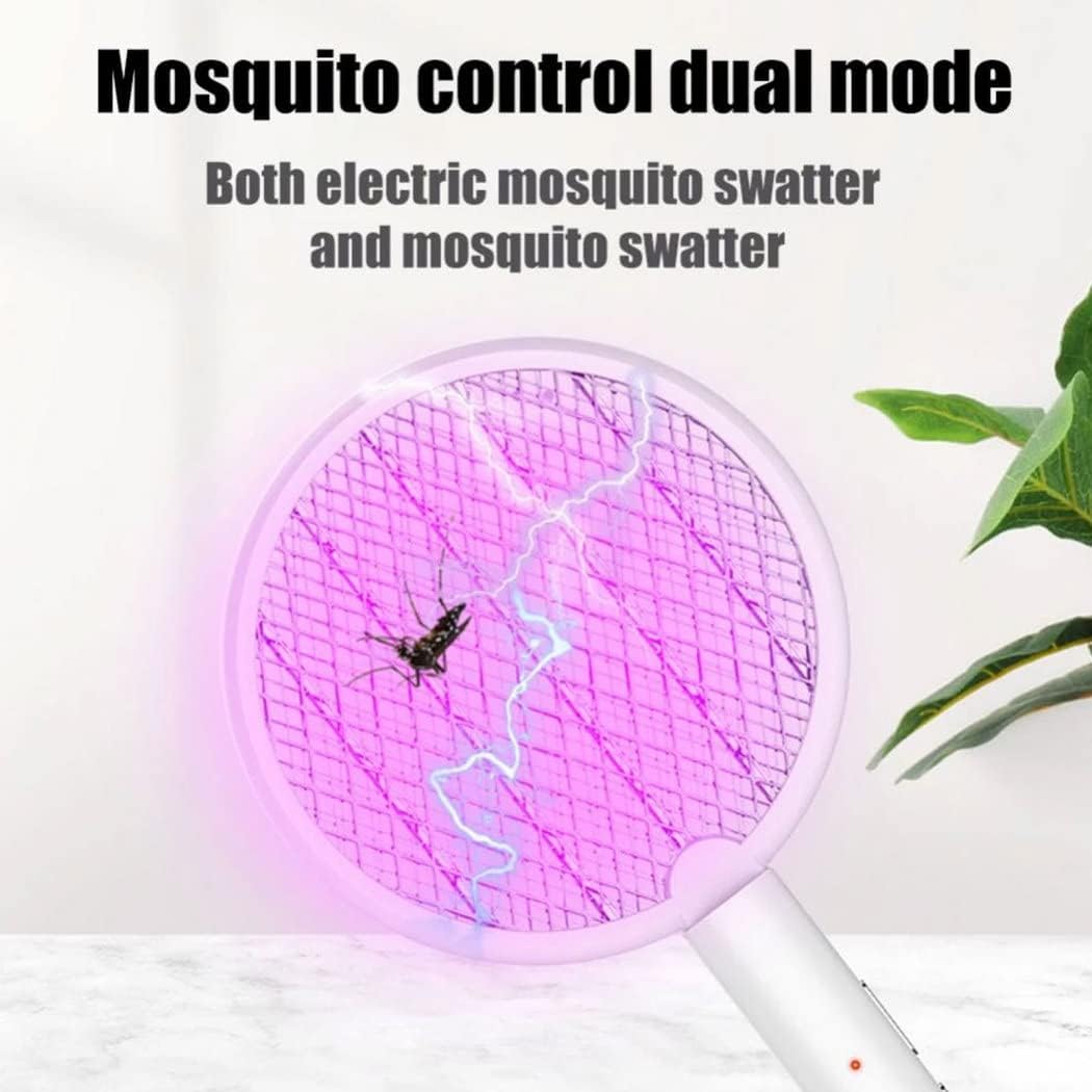 2Er Set Elektrische Fliegenklatsche, USB wiederaufladbare 3500 V mit UV-Strahlung und Stromschlag Weiß