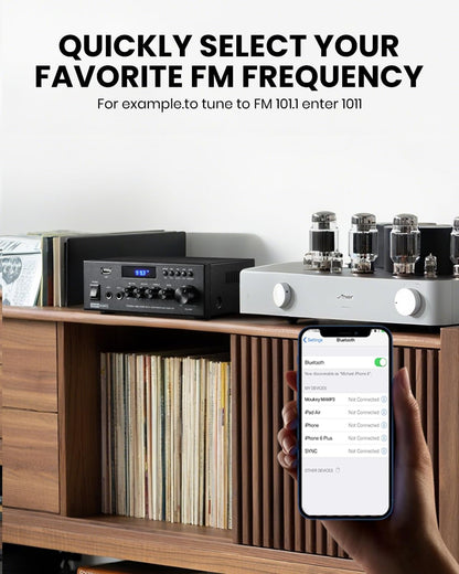 Moukey Verstärker Home Audio, 2.0-Kanal-Stereo-Receiver mit Bluetooth 5.3,MAMP3