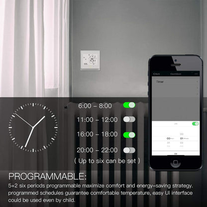 MOES Smart WLAN Raumthermostat 5A WiFi Temperaturregler, 2,4GHz APP/Alexa/Google