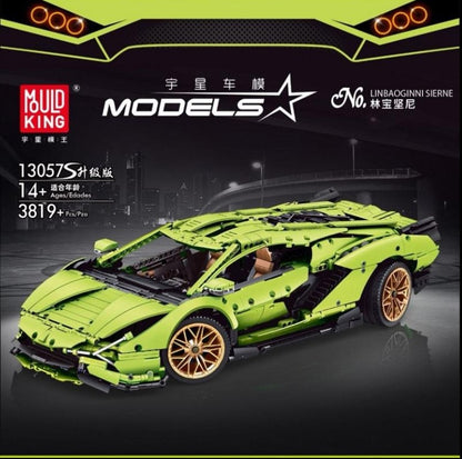 MOULD KING  1:8 Lamborghini Hyper Green Konstruktionsspielzeug mit 3819 Teilen