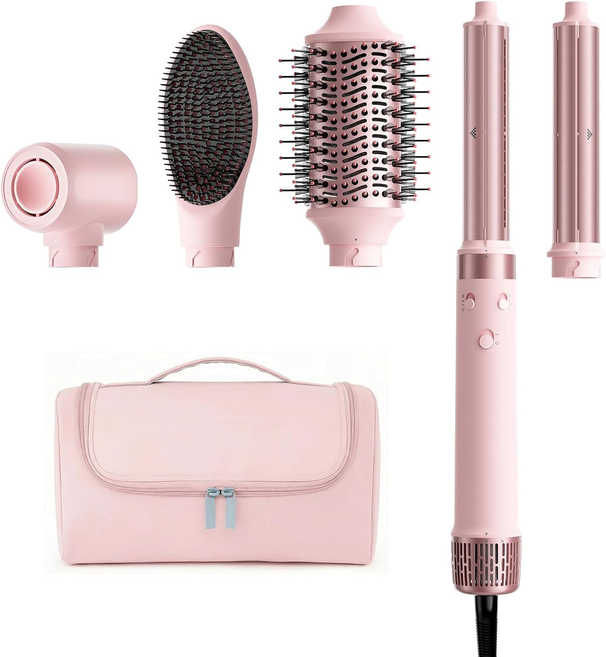 MESCOMB Warmluftbürste mit Dual-Voltage-Funktion, 5-in-1-Haarstyler mit automatischem Lockenaufsatz