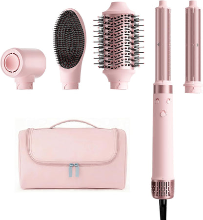 MESCOMB Warmluftbürste mit Dual-Voltage-Funktion, 5-in-1-Haarstyler mit automatischem Lockenaufsatz