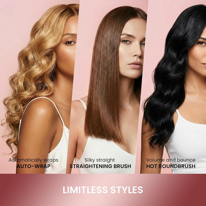 MESCOMB Warmluftbürste mit Dual-Voltage-Funktion, 5-in-1-Haarstyler mit automatischem Lockenaufsatz